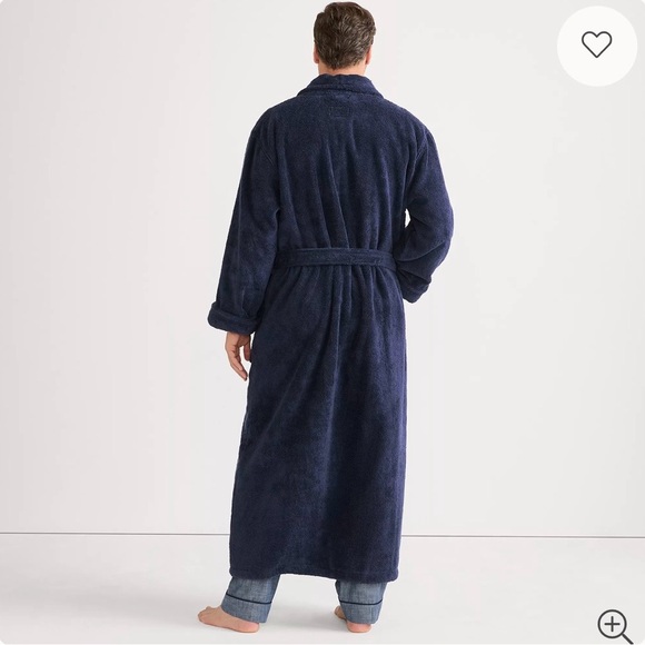 NWT Land’s End Men’s Full Length Turkish Terry Robe 100% cotton Size XL Blue - Picture 3 of 7